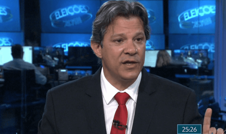 Fernando Haddad foi o último sabatinado pelo Jornal Nacional (Foto: Reprodução/Globo)