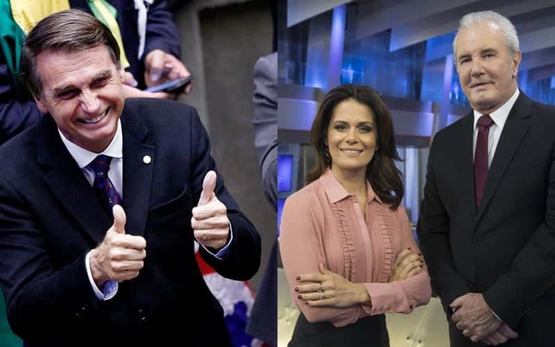 Bolsonaro e apresentadores do Jornal da Record (Foto: Montagem/Divulgação/ Antonio Chahestian/Record)