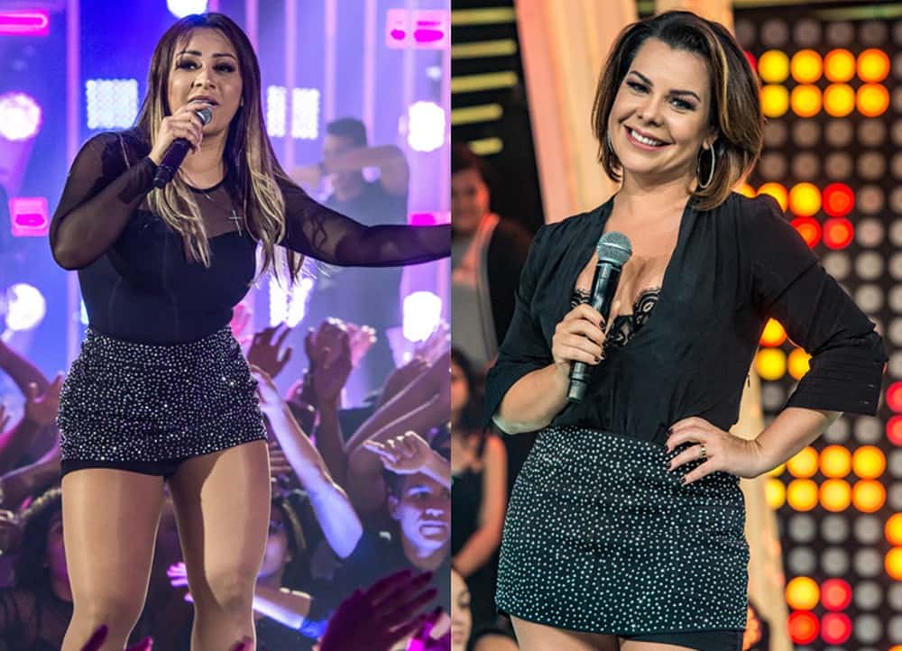 Cantora repetiu roupa de Fernanda Souza (Foto: Montagem)