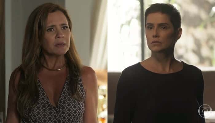 Laureta (Adriana Esteves) e Karola (Deborah Secco) em Segundo Sol (Foto: Reprodução/Globo)