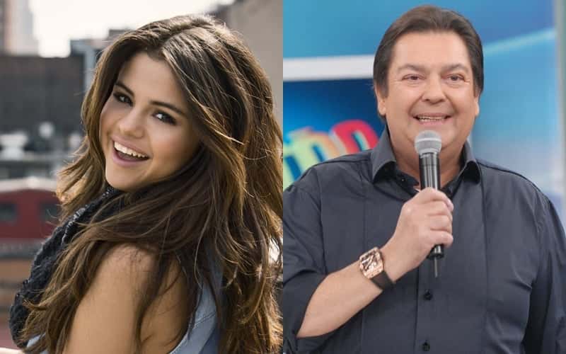 Selena Gomez e Fausto Silva (Foto: Reprodução)