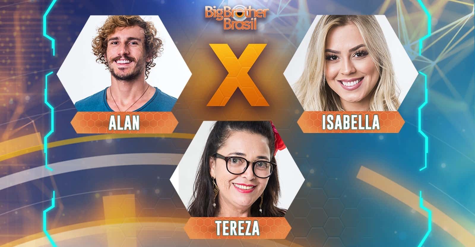 Alan, Tereza e Isabella estão no paredão do BBB19 (Foto: divulgação/show).