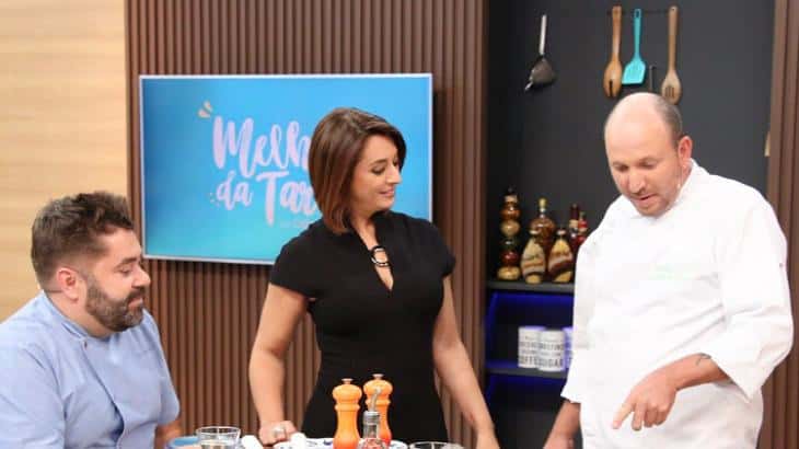 a apresentadora Cátia Fonseca e Bruno Coutinho no "Melhor da Tarde" na Band (Foto: Reprodução)