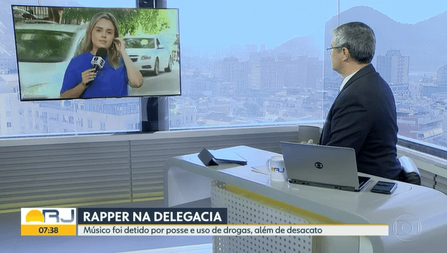 Cantor foi preso e parou em telejornal da Globo no Rio de Janeiro. (Foto: Reprodução)