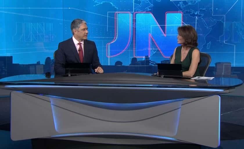 William Bonner e Giuliana Morrone quando apresentaram o Jornal Nacional juntos (Foto: Reprodução)
