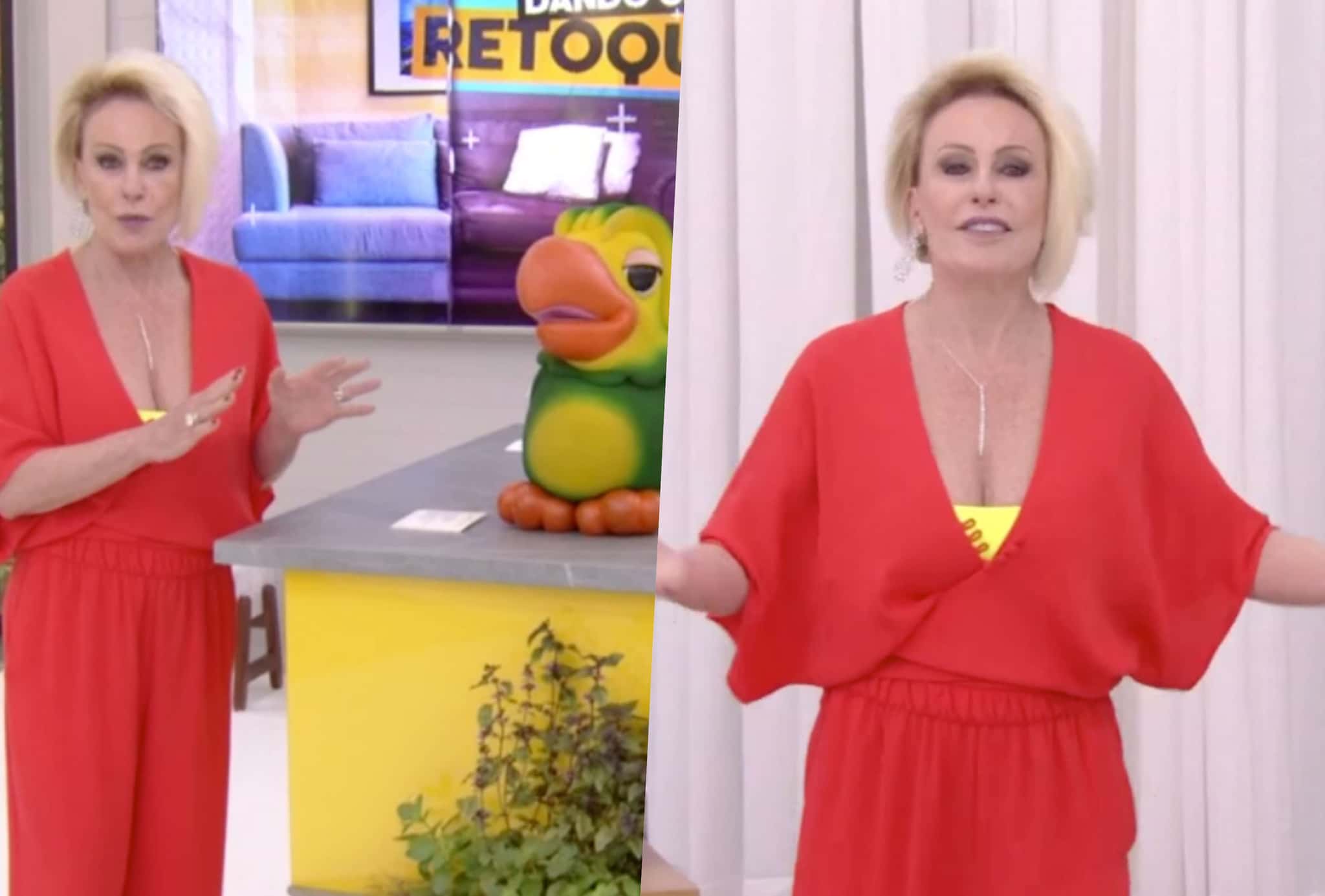 Ana Maria Braga não perdoou e brincou ao vivo na Globo (Foto reprodução)