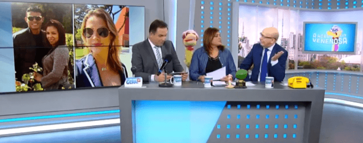 Gottino, Renato Lombardi e Fabíola Reipert no quadro A Hora da Venenosa. (Foto: Reprodução)