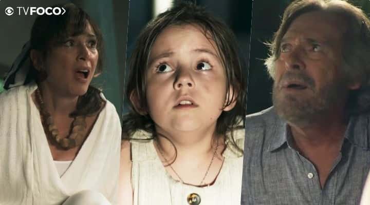 Virgínia (Duda Batista) é encontrada por Beatriz (Natalia do Vale) e Otávio (José de Abreu) em A Dona do Pedaço da Globo (Foto: Reprodução)