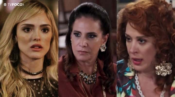 Manu (Isabelle Drummond) enfrenta Mercedes (Totia Meireles) e Lidi faz confissão na Globo de Verão 90 (Foto: Montagem/TV Foco)