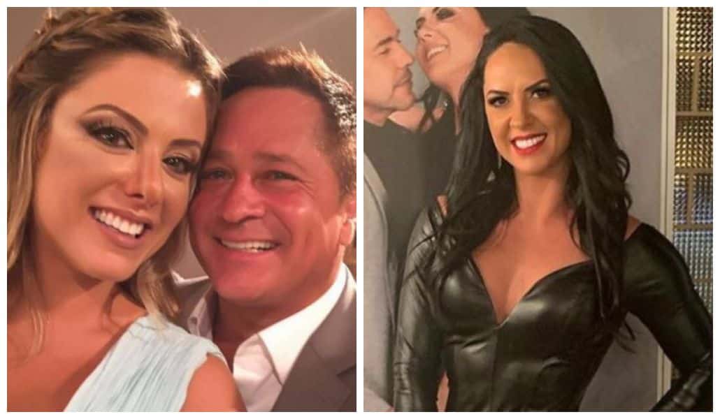 Mulher de Leonardo, Poliana Rocha, posa ao lado de Graciele Lacerda e público alfineta (Foto: Reprodução)