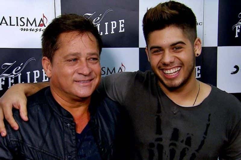 Leonardo e, um de seus seis filhos, Zé Felipe. Foto: Reprodução
