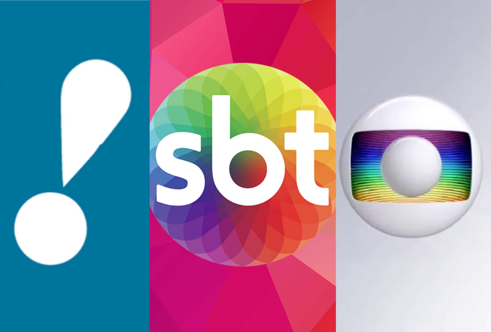 Logos das emissoras RedeTV!, SBT e Globo. Foto: Reprodução