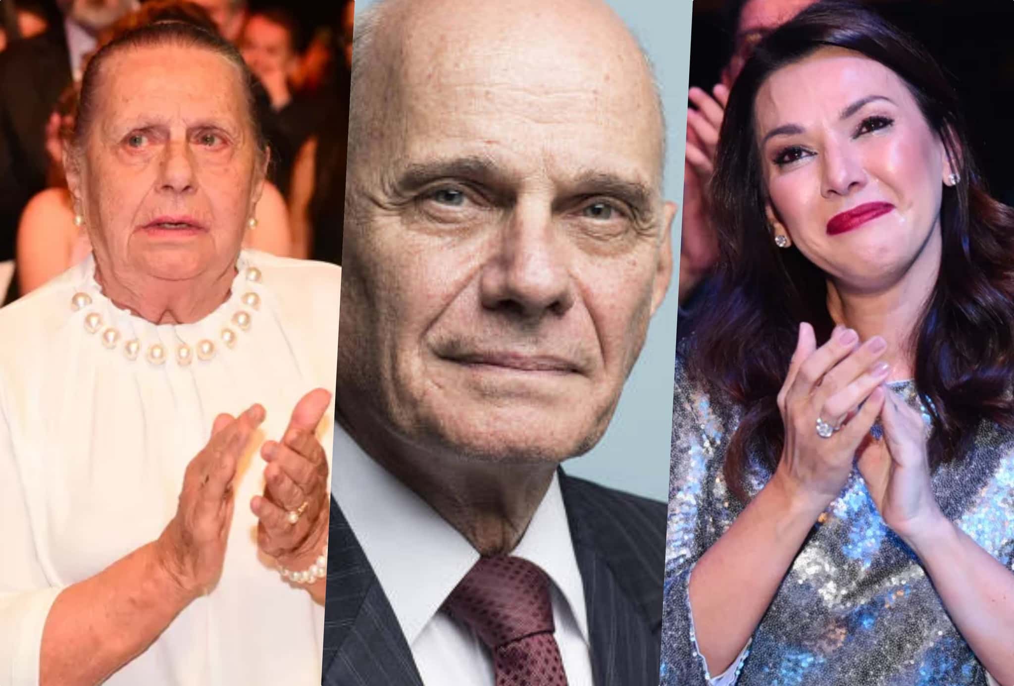 Dona Mercedes, Ricardo Boechat e Veruska. Foto: Reprodução