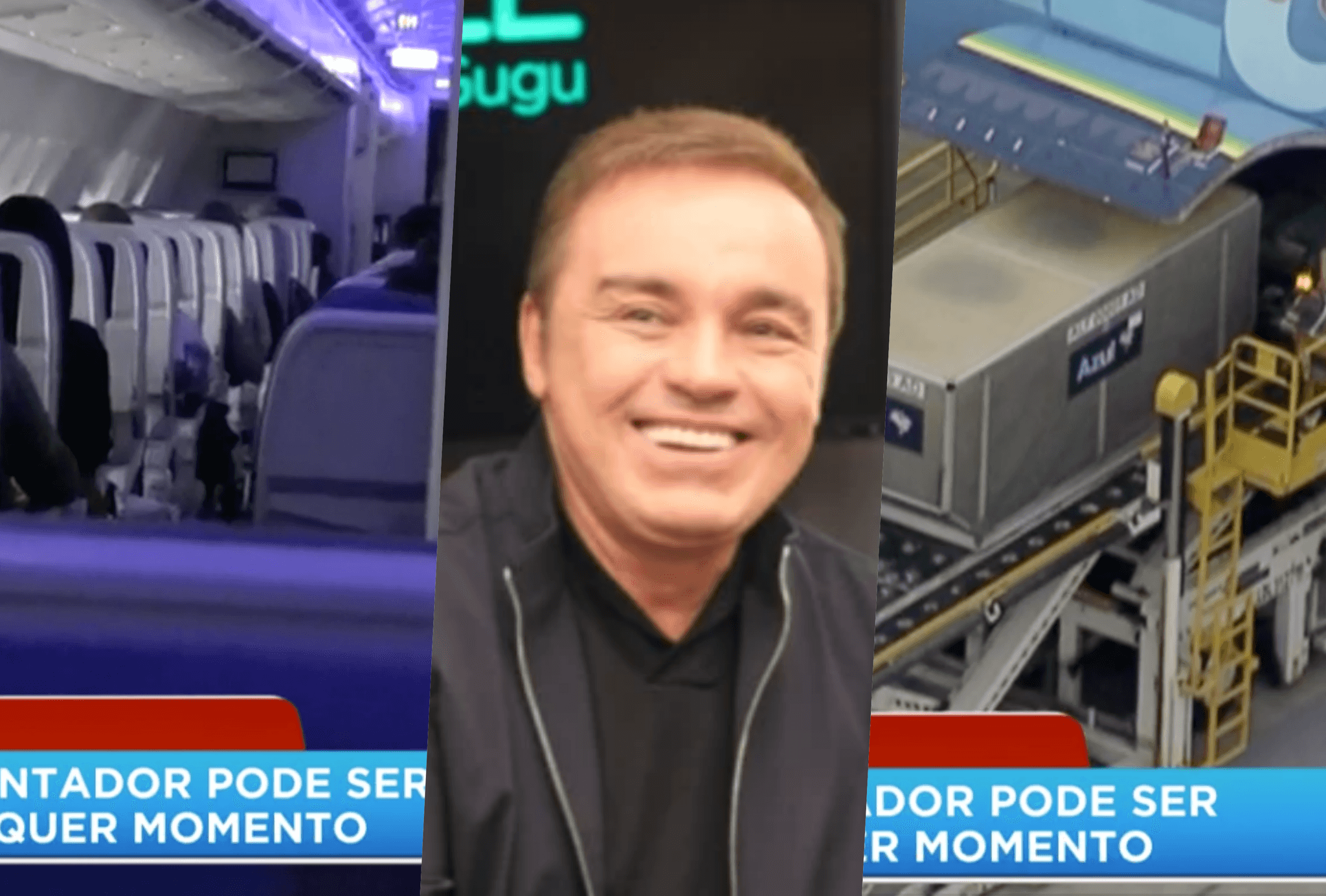Record mostrou ao vivo imagens de Gugu Liberato chegando ao Brasil (Foto reprodução)