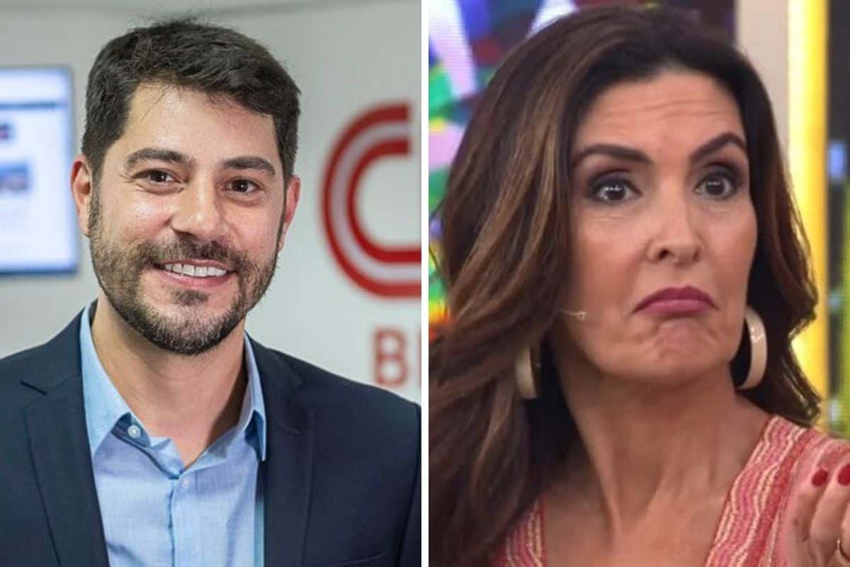 Evaristo Costa foi um dos assuntos do programa de Fátima Bernardes, o que deixou a apresentadora um pouco desconfortável - Montagem: TV Foco