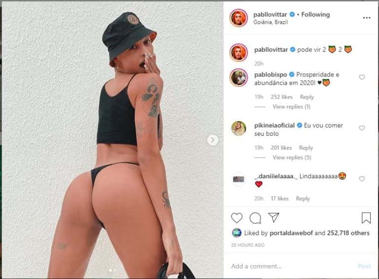 Pabllo Vittar surgiu provocante nas redes sociais e clique com bumbum de fora e calcinha minúscula (Foto: Reprodução/ Instagram)