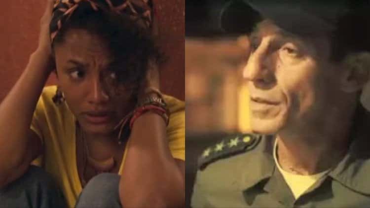 Camila, grávida, passará por maus bocados nas mãos dos policiais, inclusive Belizário (Montagem: TV Foco)