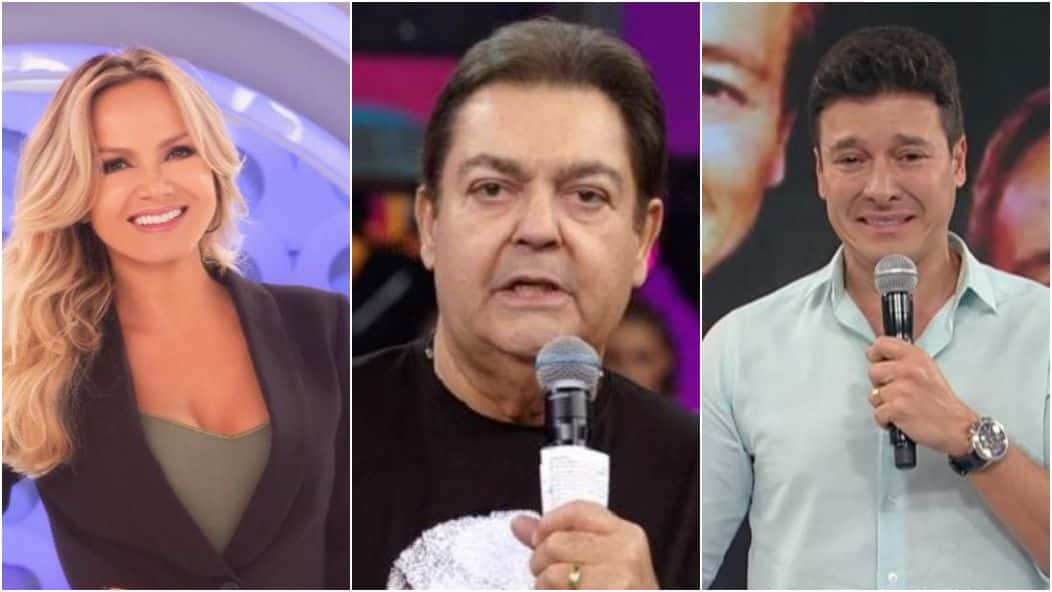 Eliana, Faustão e Rodrigo Faro na audiência deste domingo - Foto: Montagem
