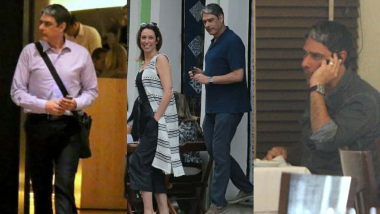 William Bonner já foi flagrado em diversas situações inusitadas, até mesmo com a esposa, Natasha Dantas (Foto: AgNews/Montagem TV Foco)