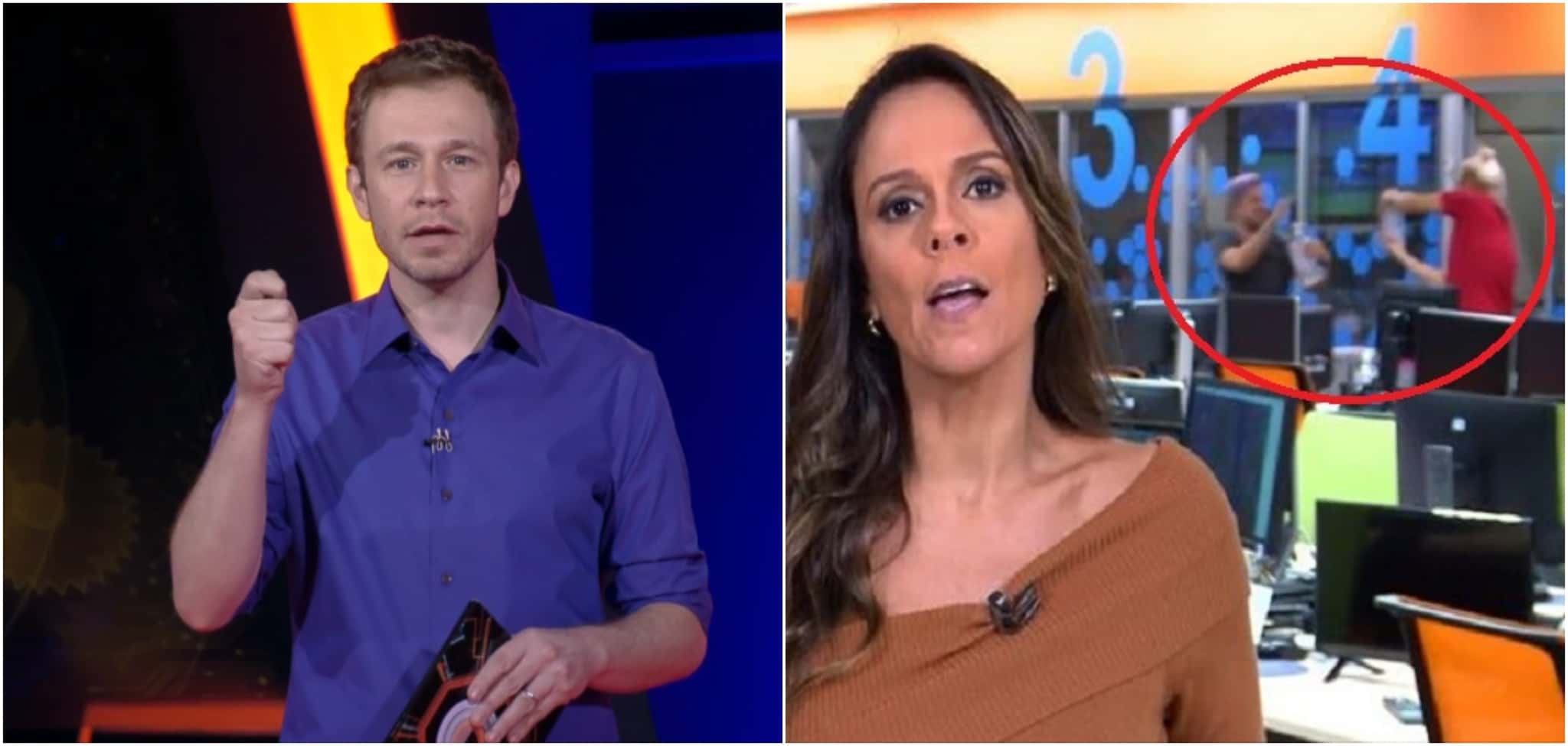 Tiago Leifert repercutiu com bom humor guerra de álcool gel entre jornalistas na redação do SporTV (Reprodução)