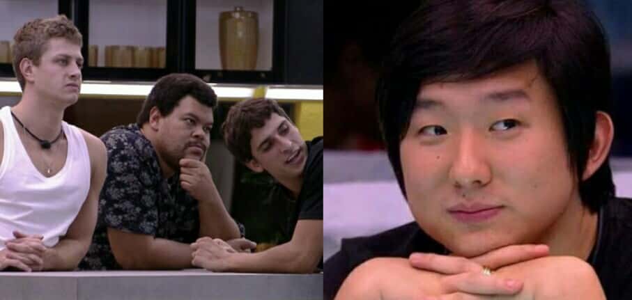 Babu em conversa sobre Pyong com Lucas e Prior (Foto: Reprodução/ Montagem)