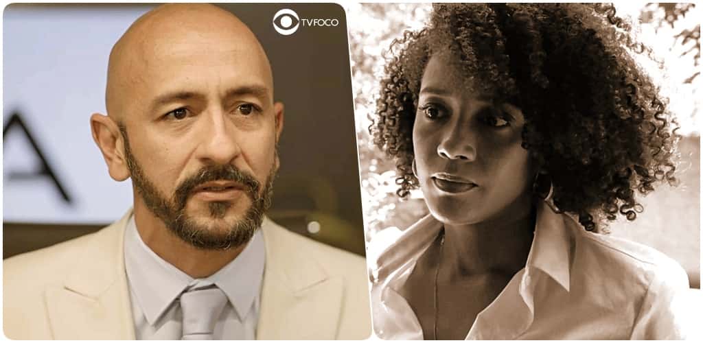 Álvaro e Vitória na novela Amor de Mãe (Foto: Montagem/TV Foco)