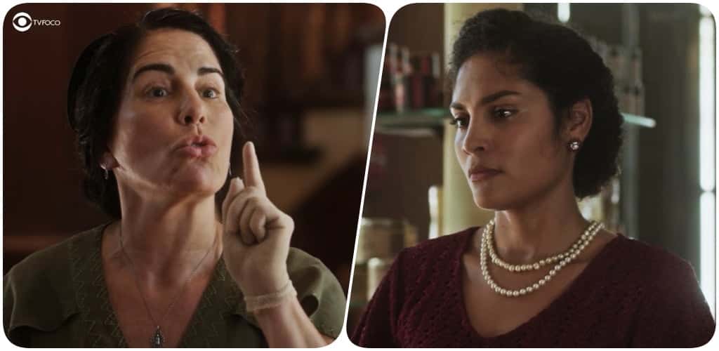 Lola mandando Shirley para aquele lugar em Éramos Seis? (Foto: Montagem/TV Foco)