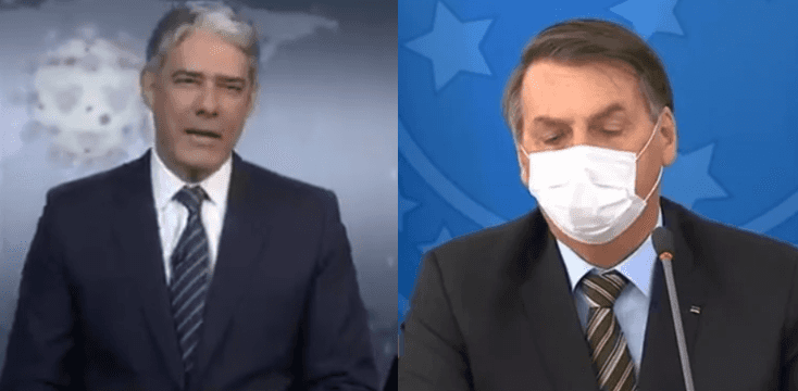 William Bonner fala de uso de máscara por Bolsonaro (Foto: Montagem / Reprodução)