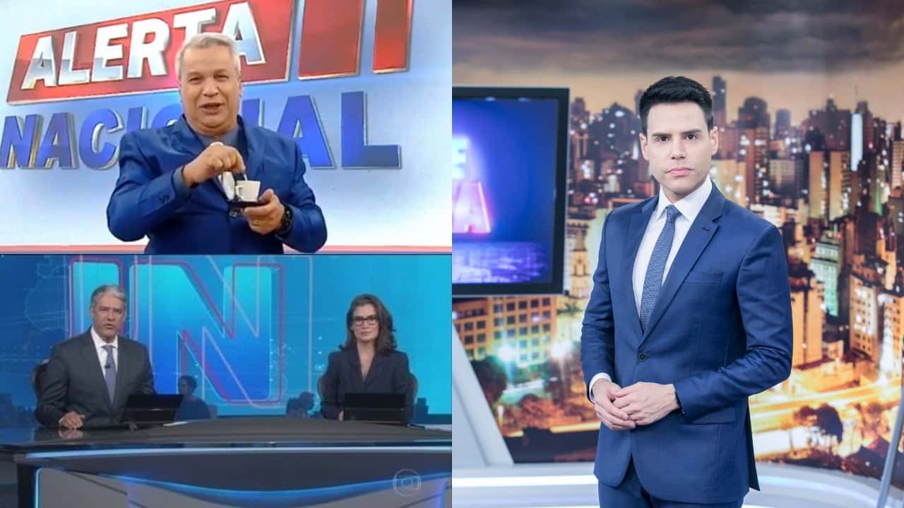 Alerta Nacional, Jornal Nacional e Cidade Alerta foram destaques de audiência (Foto: Reprodução/RedeTV!/Globo/Record/Montagem TV Foco)