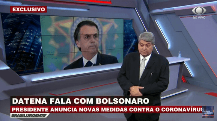 Datena entrevistou Jair Bolsonaro no Brasil Urgente (Foto: Reprodução)
