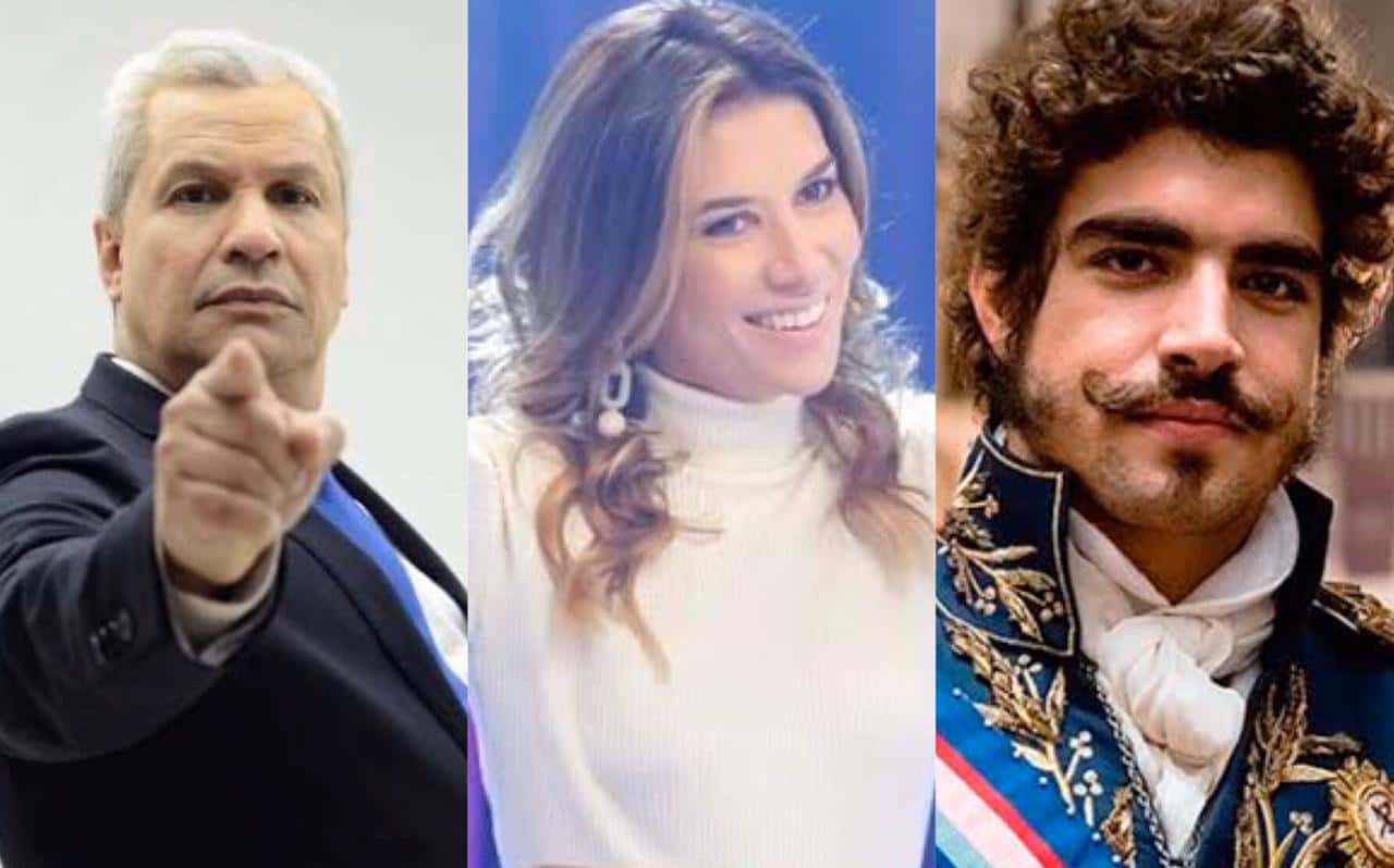 Sikêra Jr e Rebeca Abravanel brilharam na TV, enquanto Novo Mundo ainda não conseguiu emplacar (Foto: Montagem TV Foco)