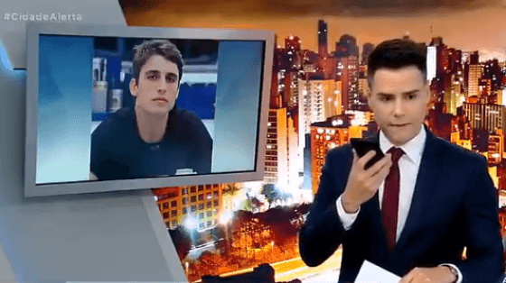 Felipe Prior, do BBB 20, virou pauta no Cidade Alerta, de Luiz Bacci, na Record (Foto: Reprodução)