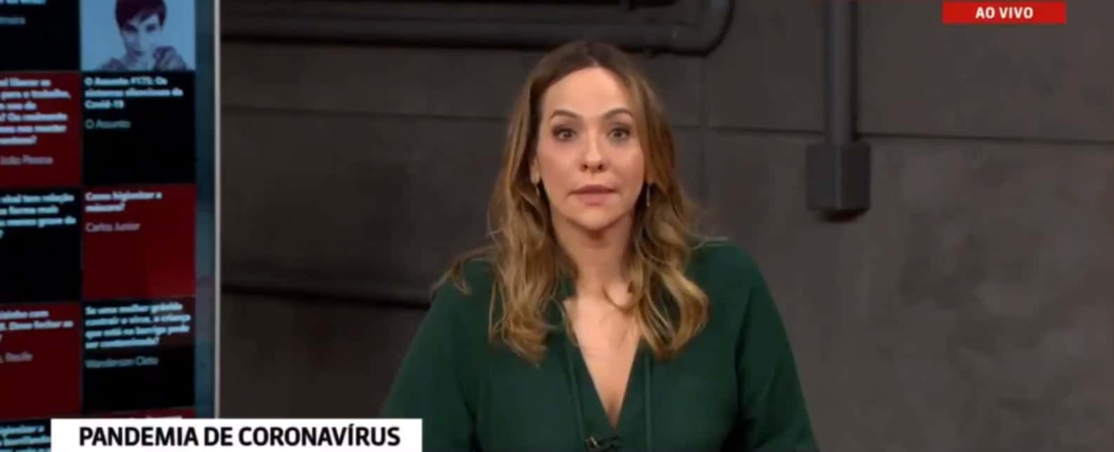 Maria Beltrão chorou ao vivo durante o Estúdio I (Foto: Divulgação)