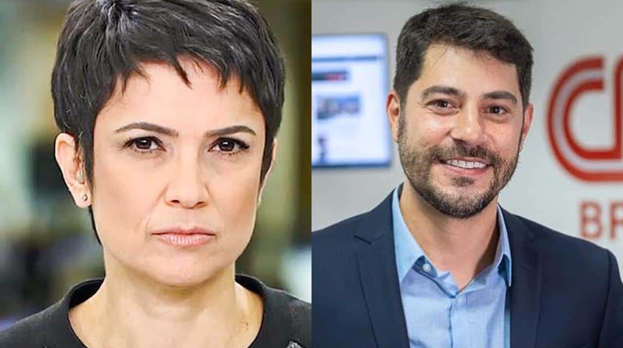 Sandra Annenberg e Evaristo Costa apresentavam o Jornal Hoje, na Globo, antes de Maju Coutinho (Foto: Reprodução)