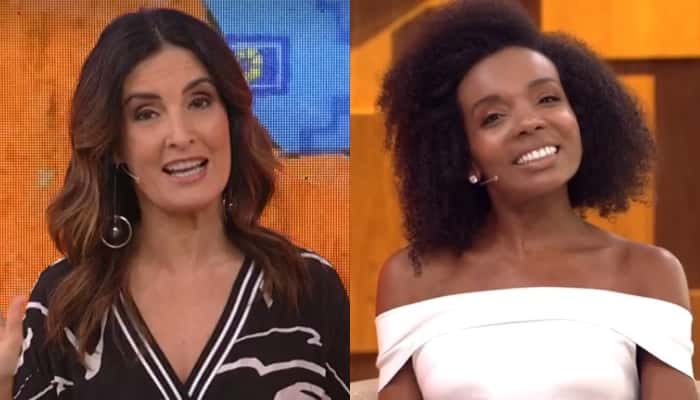 Fátima Bernardes e Thelma Assis no Encontro, que teve audiência recorde (Foto: Reprodução/Globo)