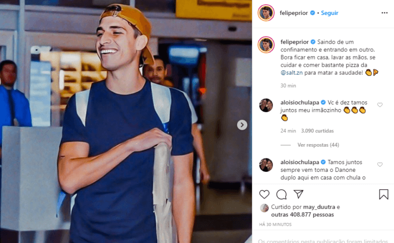 Felipe Prior reaparece no Instagram e posta mensagem após acusação de estupro (Foto: Reprodução)