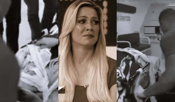 Renata Fan deixa Jogo Aberto na maca (Foto: Band)