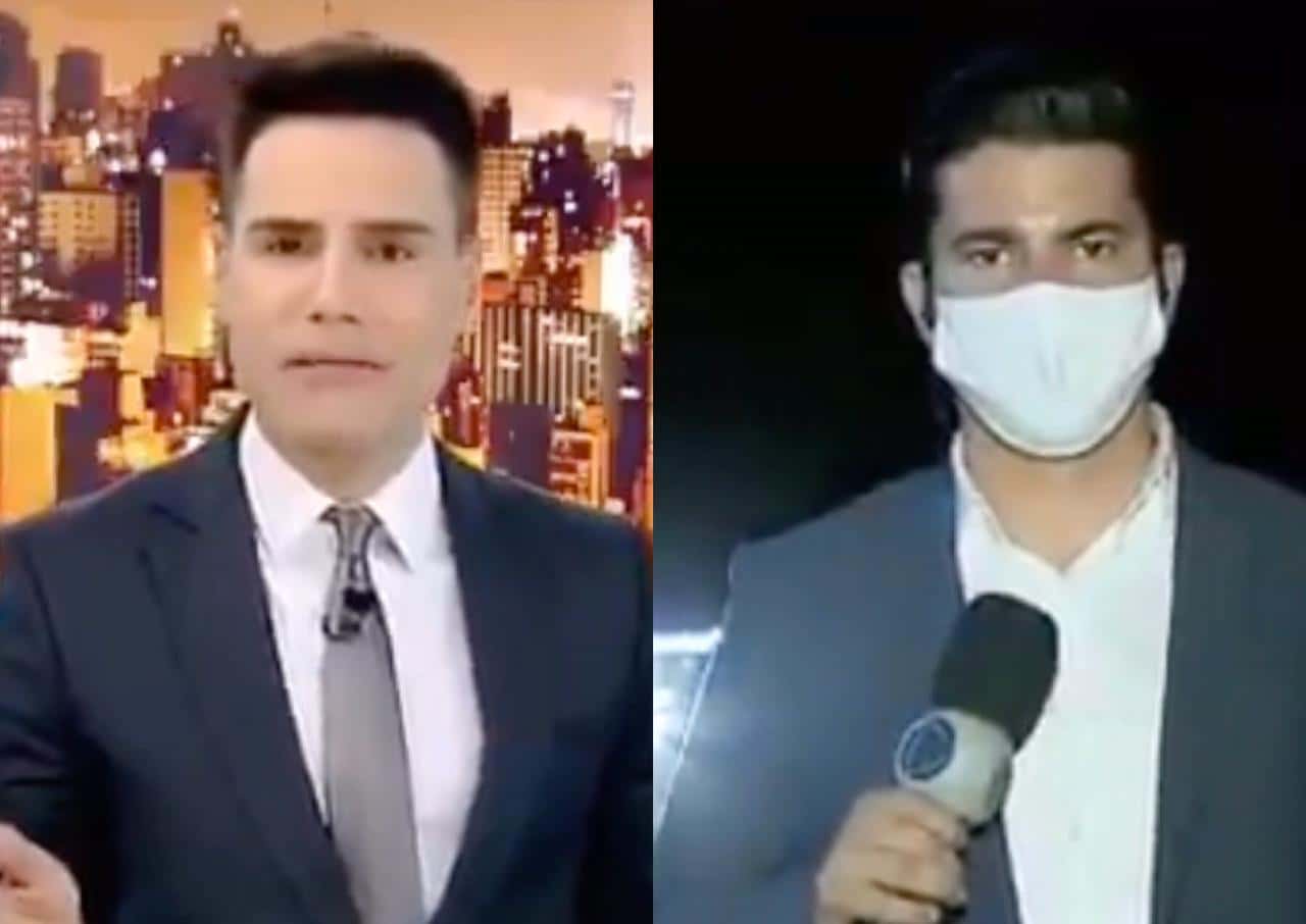 O apresentador Luiz Bacci colocou um repórter à frente da casa de Francinete, a mãe da youtuber Isabel, do canal "Bel Para Meninas" (Foto: Reprodução / Record)