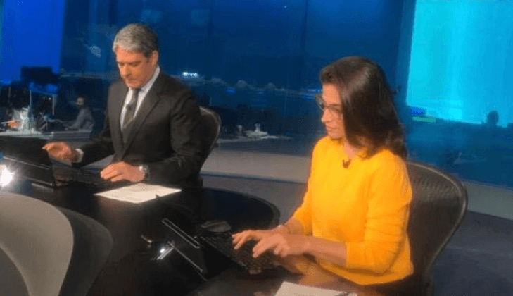 Renata Vasconcellos e William Bonner no comando do Jornal Nacional (Foto: Reprodução / TV Globo)