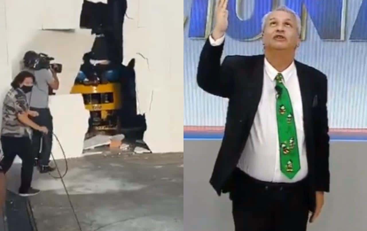 Sikêra Jr, depois de quase morrer com coronavírus, voltou ao Alerta Nacional e invadiu o programa com um trator (Foto: Reprodução / RedeTV!)