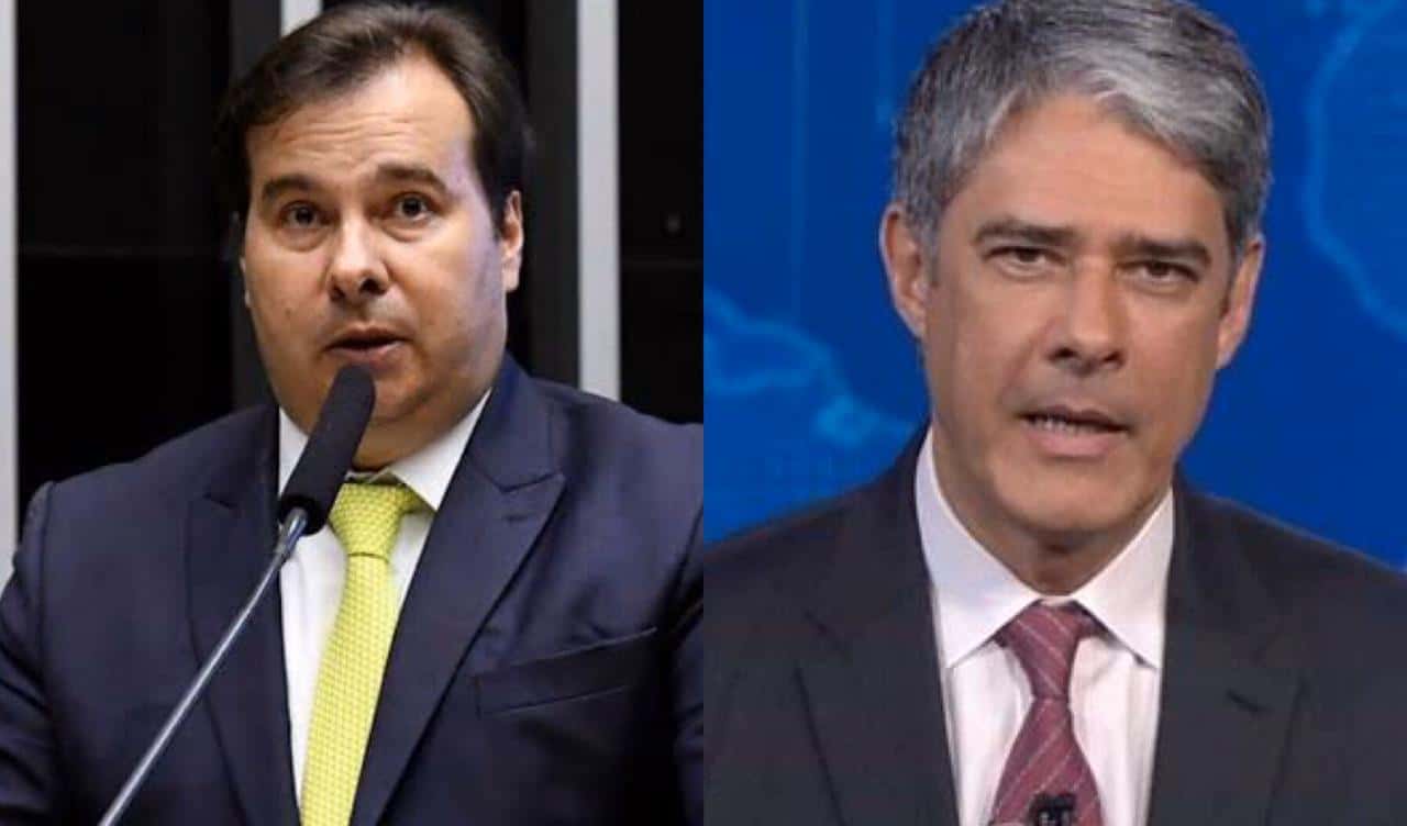 Rodrigo Maia partiu para cima de William Bonner durante uma coletiva transmitida ao vivo na Globo (Foto: Reprodução)