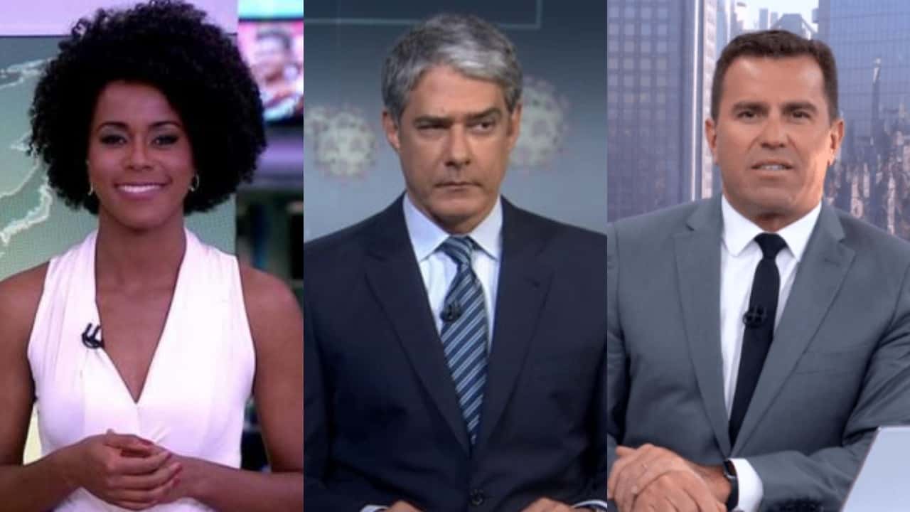 Maju Coutinho, William Bonner e Rodrigo Bocardi (Foto: Reprodução/TV Globo)