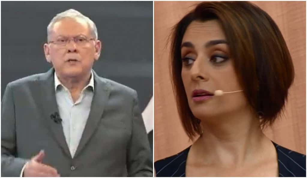 Milton Neves se estranhou com Cátia Fonseca ao vivo na Band - Foto: Reprodução/Montagem