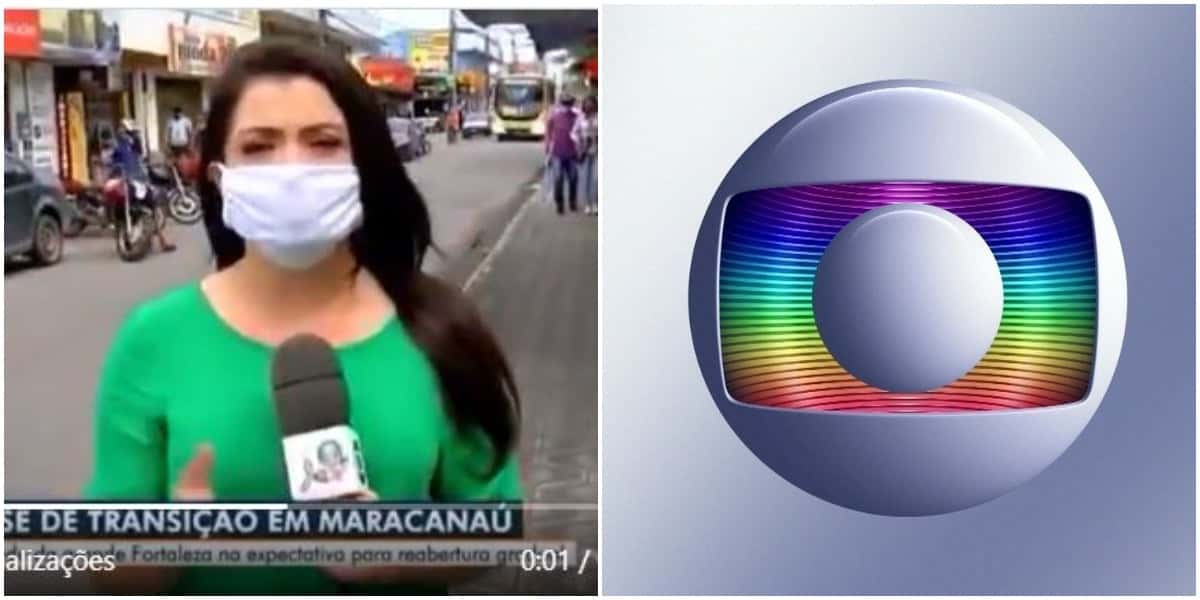 Repórter da Globo em transmissão (Foto: Reprodução)