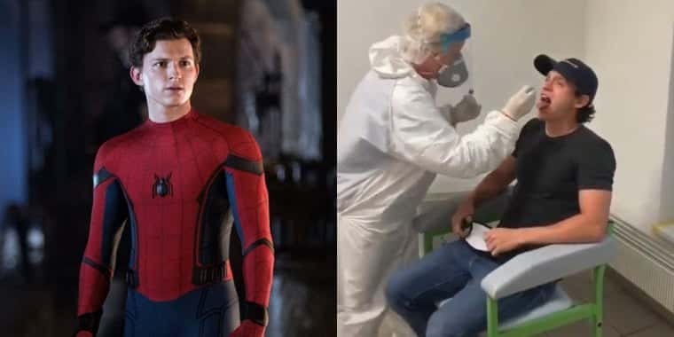 Tom Holland, o Homem Aranha, se engasga ao fazer teste para Covid-19 (Foto: Reprodução)