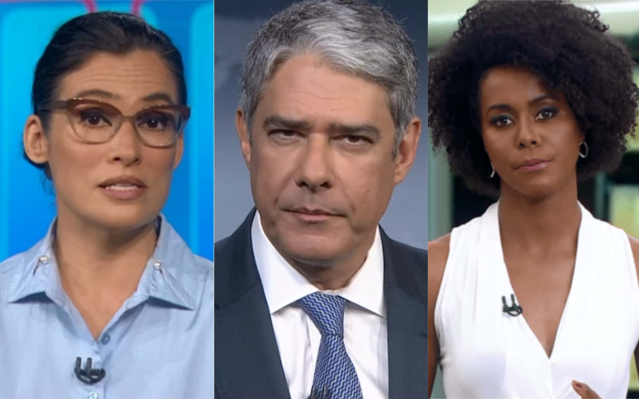 Renata Vasconcellos, William Bonner e Maju Coutinho (Foto: montagem)
