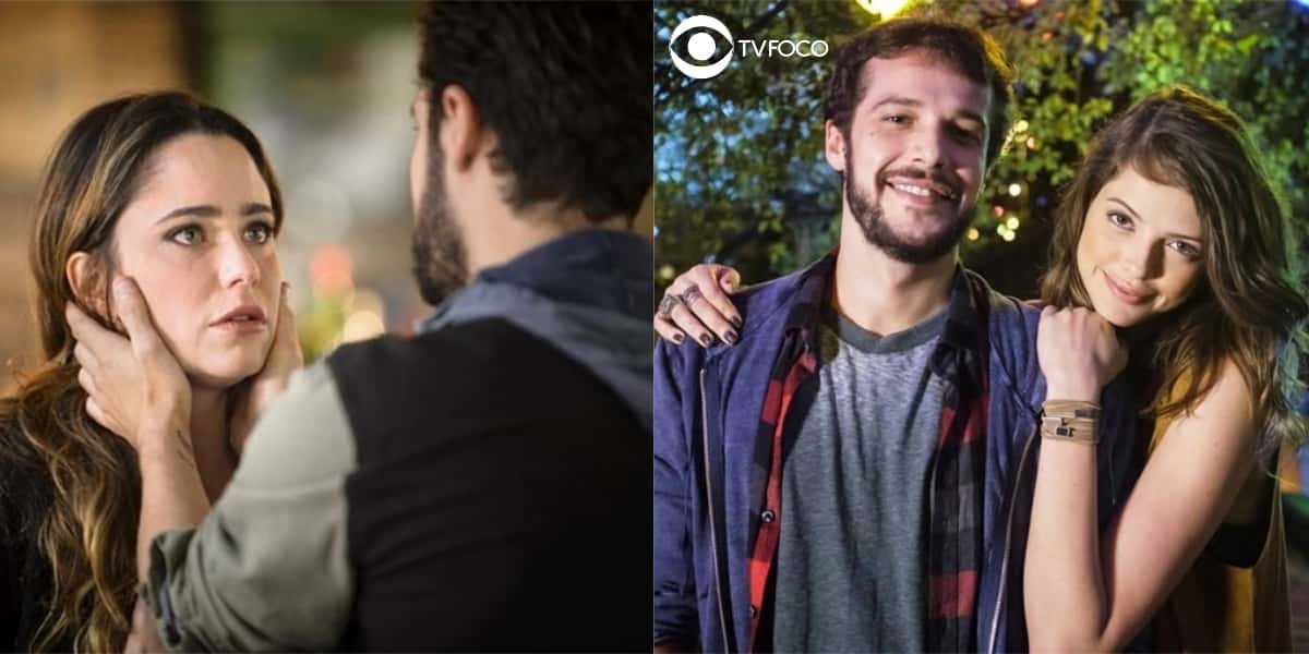 Bruna, Giovanni e Camila vivem um triângulo amoroso em Haja Coração (Foto: Montagem/TV Foco/Reprodução/Globo)