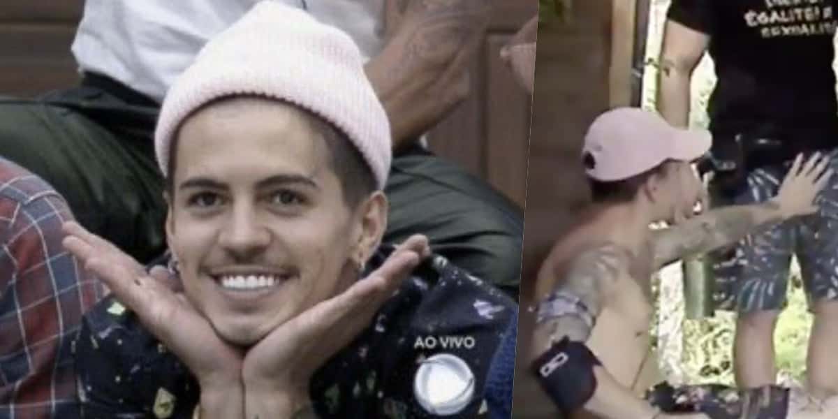 Biel pegou nas partes íntimas de JP Gadêlha em A Fazenda 12 (Foto: reprodução/Record)