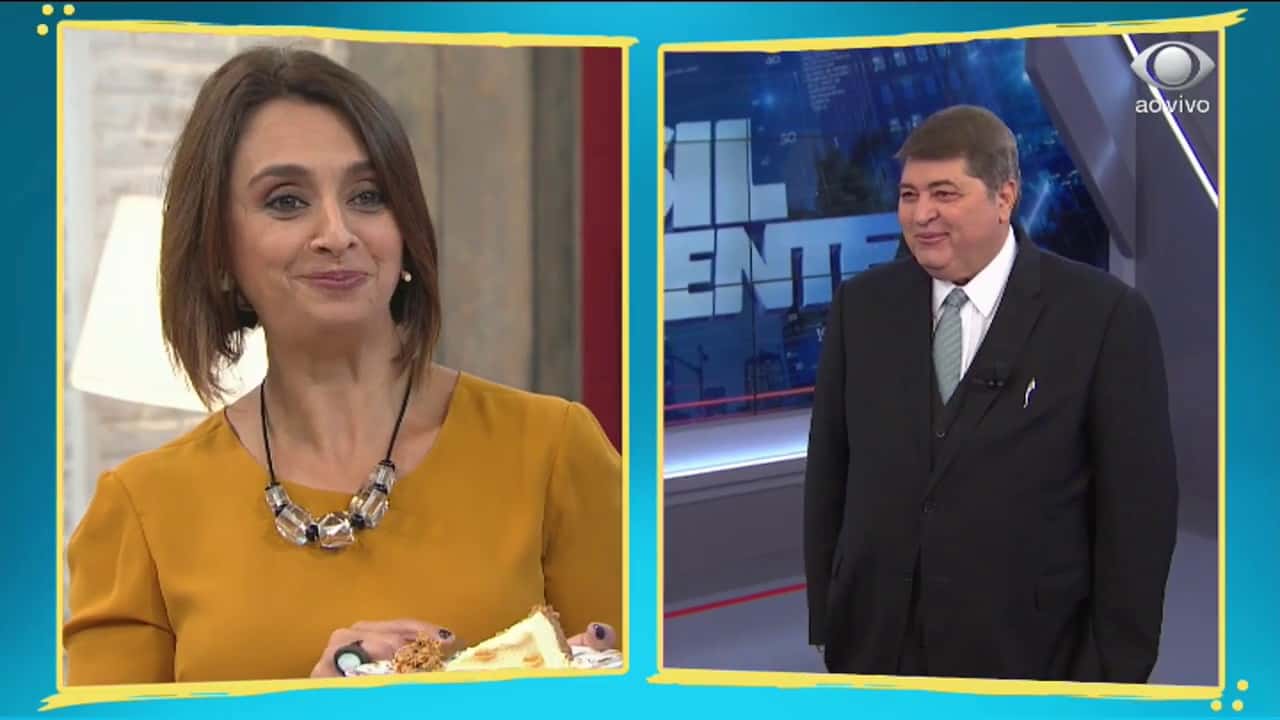 Catia Fonseca e Datena costumam bater o "papo da janela" na troca do Melhor da Tarde para o Brasil Urgente (Foto: Divulgação)