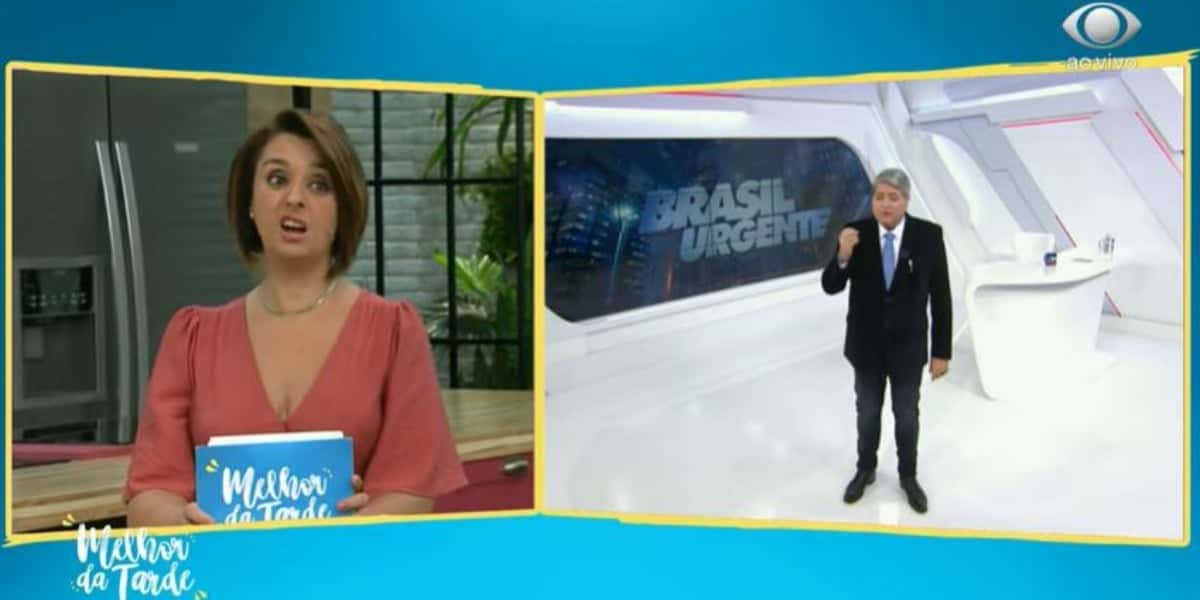 Catia Fonseca e Datena interagiram no "Brasil Urgente" (Foto: Reprodução/Band)